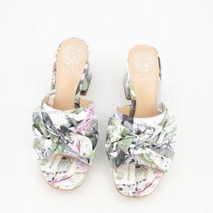 NWT Vince Camuto Sharrey Block Heel Slide Sandals in Floral Graffiti Print 5.5